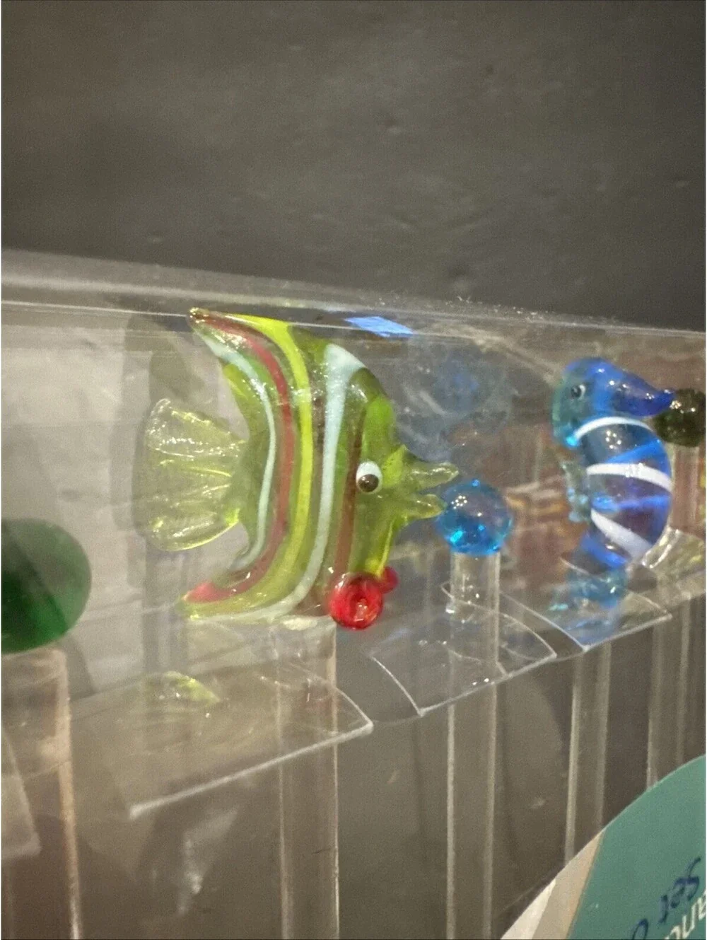 NEW HAND BLOWN GLASS SWIZZLE STICKS SET OF 6 TROPICAL FISH